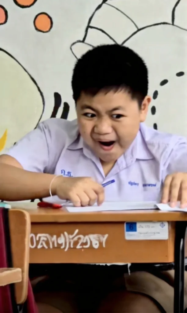 Close-up of a student holding their head in despair during the math midterm, as captured in a viral video