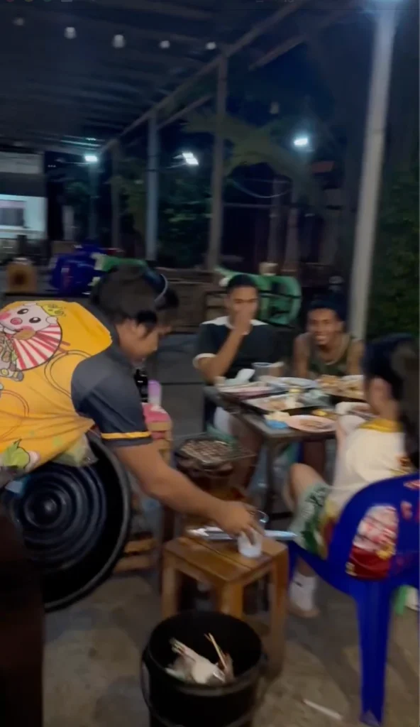 Close up of Sunlight dish soap and sponge placed on the dining table as a funny hint