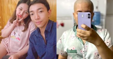 "Vietnamese husband and wife smiling happily with their two children after overcoming postpartum difficulties together"